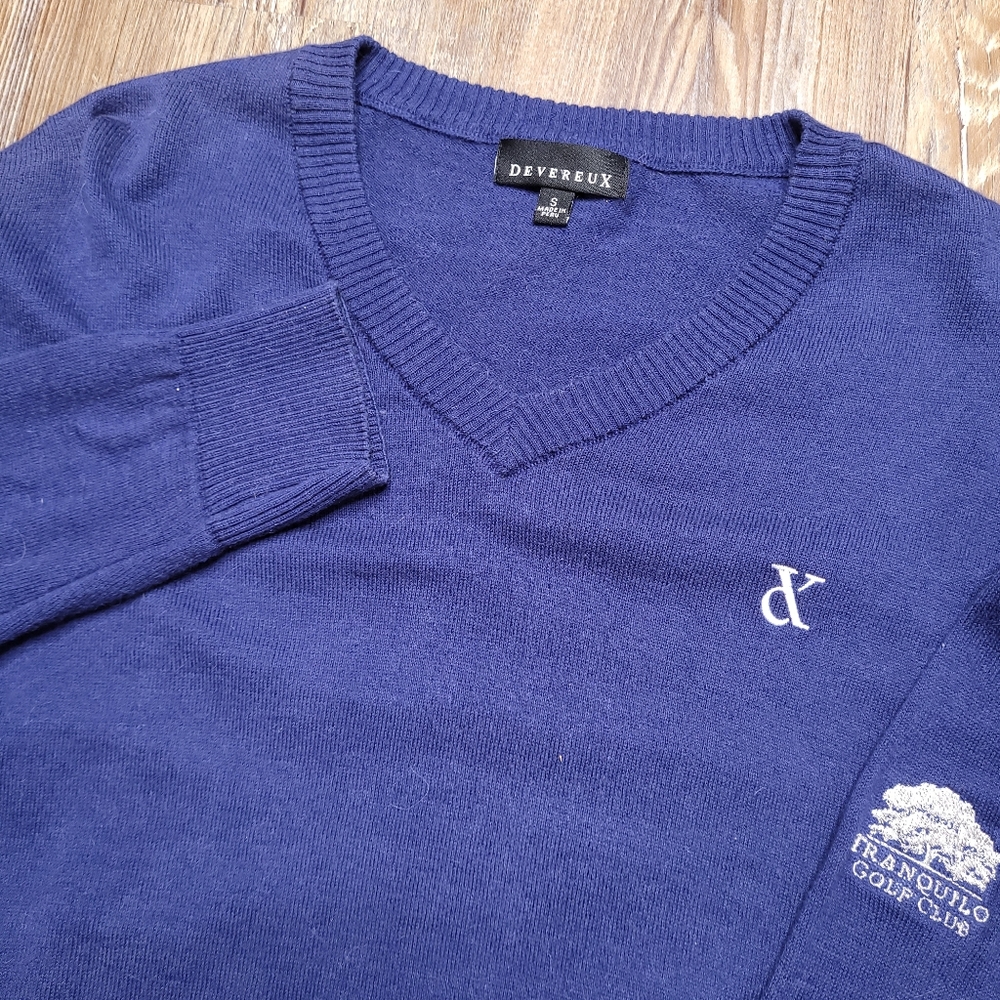 Devereux Pima Cotton/Baby Alpaca Blend Preppy V Neck Golf Sweater Soft Sz Small
